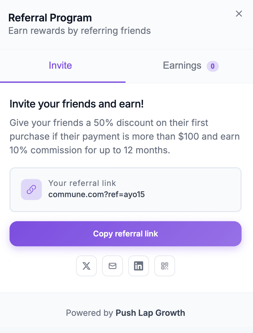 Invite users interface